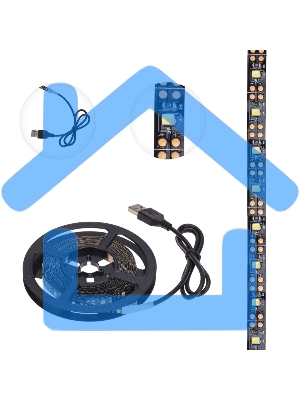 Лента светодиодная с USB-коннектором 5 В IP23 SMD 2835 60 LED/м 3 м теплый белый (2700 K) LAMPER