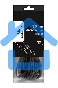 Кабель аудио Cablexpert CCA-404-10M-N, Jack 3.5(M)/Jack 3.5(M), 3pin, 10м, черный, пакет