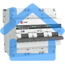 Выключатель автоматический модульный 3п C 80А 10кА ВА 47-100 PROxima EKF mcb47100-3-80C-pro