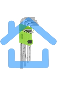 Набор ключей СИБРТЕХ имбусовых HEX, 1,5–10 мм, 45x, закаленные, 9 шт., удлиненные, никель.Сибртех 12318