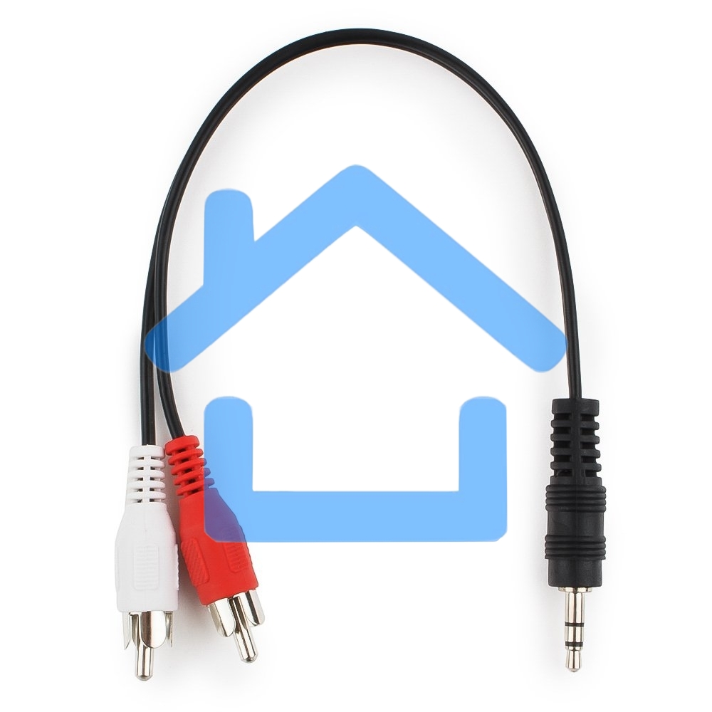 Кабель аудио Cablexpert CCA-458-0.2M-N, Jack 3.5(M)/2xRCA, 0.2м, черный, пакет