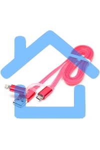 Кабель USB2.0 Cablexpert CC-mAPUSB2pk1m, AM/microBM 5P - iPhone lightning, 1м, комбо кабель, алюминиевые разъемы, розовый, блистер