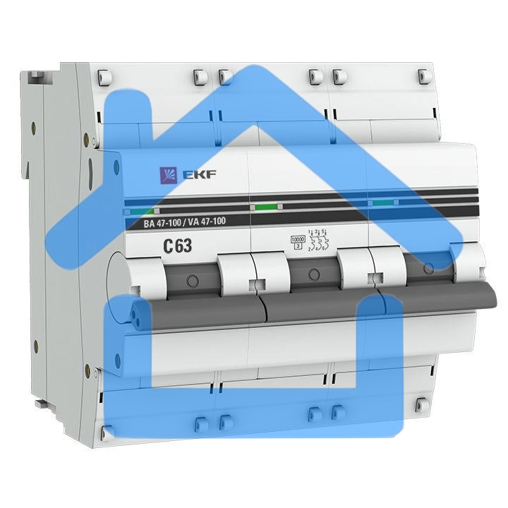 Автоматический выключатель EKF mcb47100-3-63C-pro 3P 63А (C) 10kA ВА 47-100 EKF PROxima