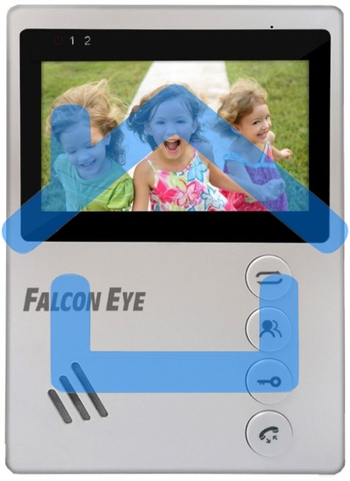 Видеодомофон Falcon Eye VISTA цветной, подключение 2-х вызывных панелей, без трубки (Hands Free), управление электрозамком, цвет корпуса: белый, нап