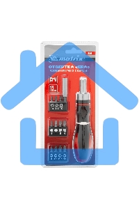 Отвертка реверсивная Matrix, набор бит, 11 шт., CrV