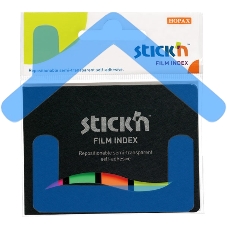 Закладки самоклеящиеся, индексы пластиковые Stick`n 21077 4 цвета в упаковке, 25 листов, в обложке 25x45мм,+12x45мм, европодвес