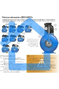 Насосная станция ДЖАМБО 70/50П-241100Вт глубина до 8м высота до 50м 4200л/ч 24л