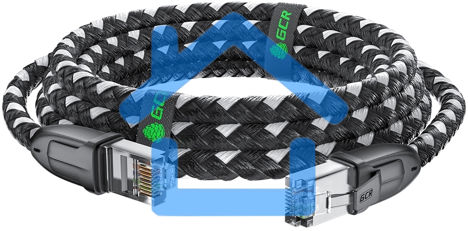Патч-корд GCR PROF прямой 5.0m, UTP медь кат.6, STRONG черно-белый нейлон, ethernet high speed 10 Gbит/с, T568B, GCR-52779