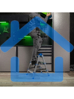 Стремянка двухсторонняя 3 ст., сталь профиль, стальные ступени, Россия Сибртех 97983