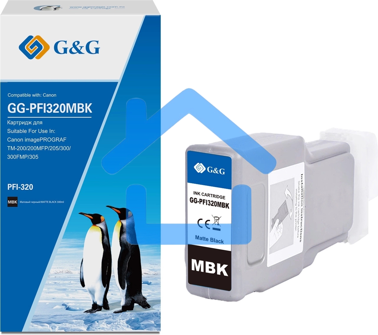 Картридж струйный G&G GG-PFI320MBK (PFI-320MBK) черный матовый (300 мл) для Canon imagePROGRAF TM-200/200MFP/205/300/300MFP/305