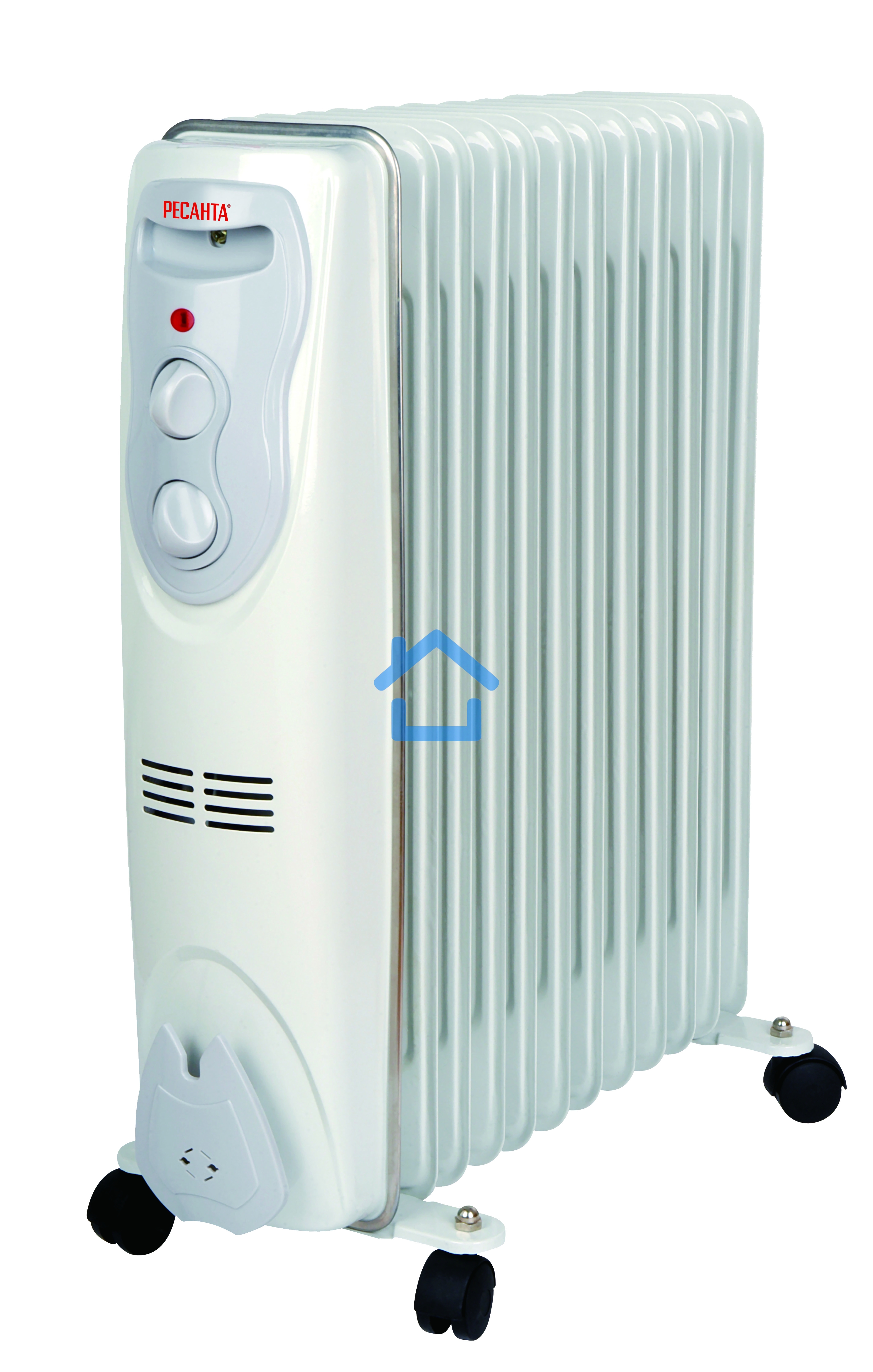 Обогреватель масляный Ресанта ОМ-12Н (11 секций) белый, 2500 Вт, 25 м2, термостат