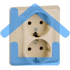 Розетка 2-м СП Этюд 16А с заземл. крем. SchE PC16-007K