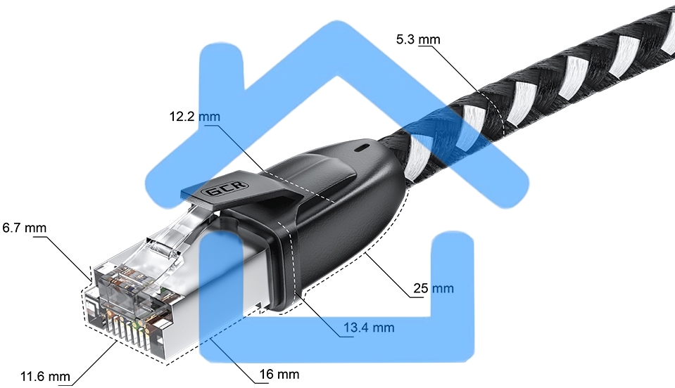 Патч-корд GCR PROF прямой 5.0m, UTP медь кат.6, STRONG черно-белый нейлон, ethernet high speed 10 Gbит/с, T568B, GCR-52779