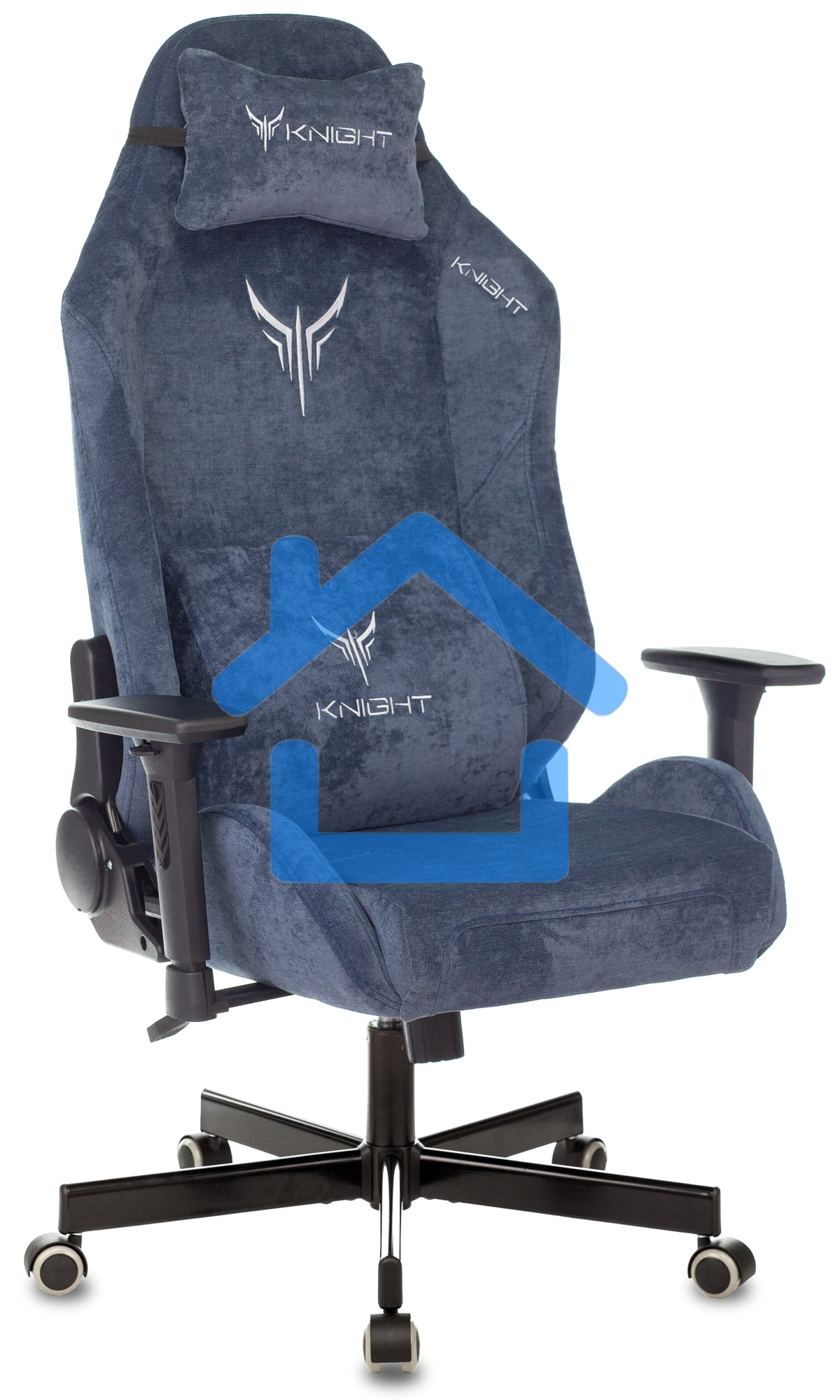 Кресло игровое Knight N1 Fabric синий Light-27 с подголов. крестовина металл