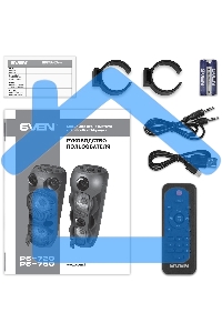 Колонка АС Sven PS-750, черный (80 Вт, TWS, Bluetooth, FM, USB, microSD, LED-дисплей, 2х4400мА*ч)