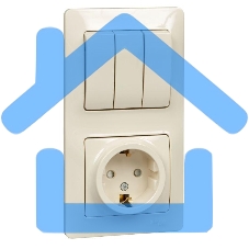 Блок комбинированный GLOSSA розетка защ. шторки с заземл. + выкл. 3-кл. беж. SchE GSL000278