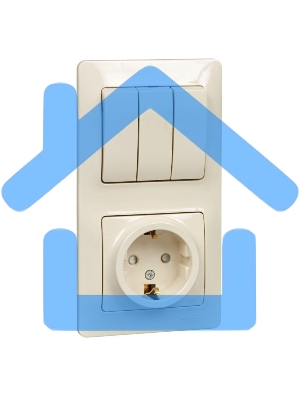 Блок комбинированный GLOSSA розетка защ. шторки с заземл. + выкл. 3-кл. беж. SchE GSL000278