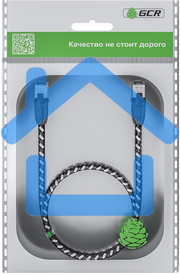 Патч-корд GCR PROF прямой 5.0m, UTP медь кат.6, STRONG черно-белый нейлон, ethernet high speed 10 Gbит/с, T568B, GCR-52779