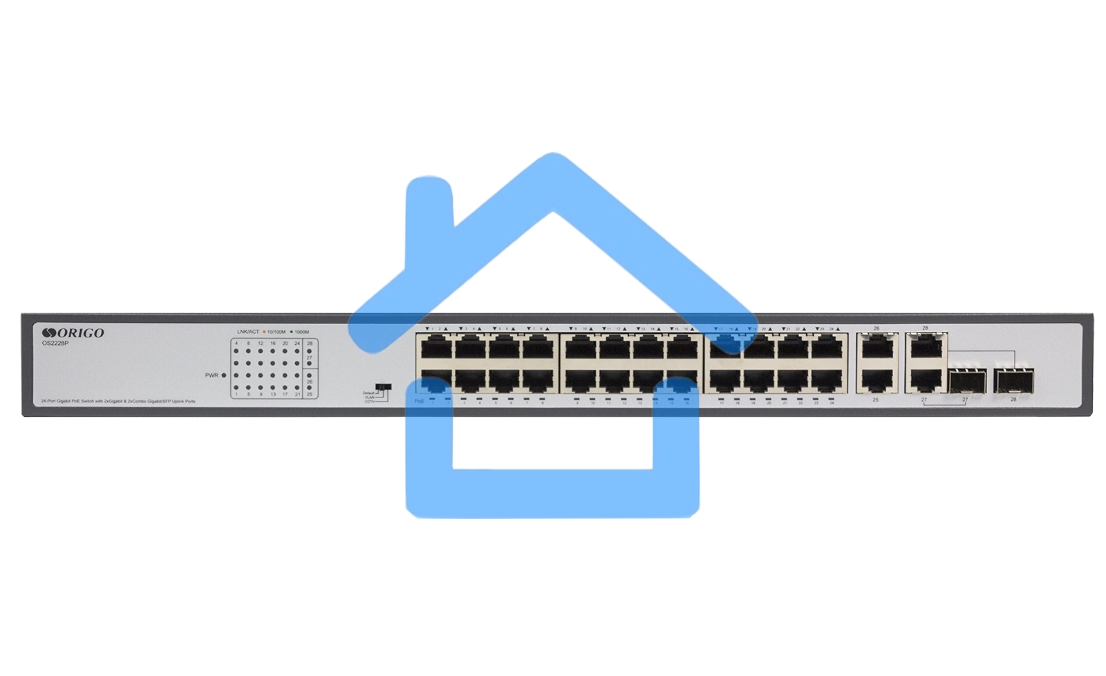 Коммутатор Origo OS2228P/370W OS2228P/370W/B1A (L2) 26x1Гбит/с 2SFP 24PoE+ 370W неуправляемый