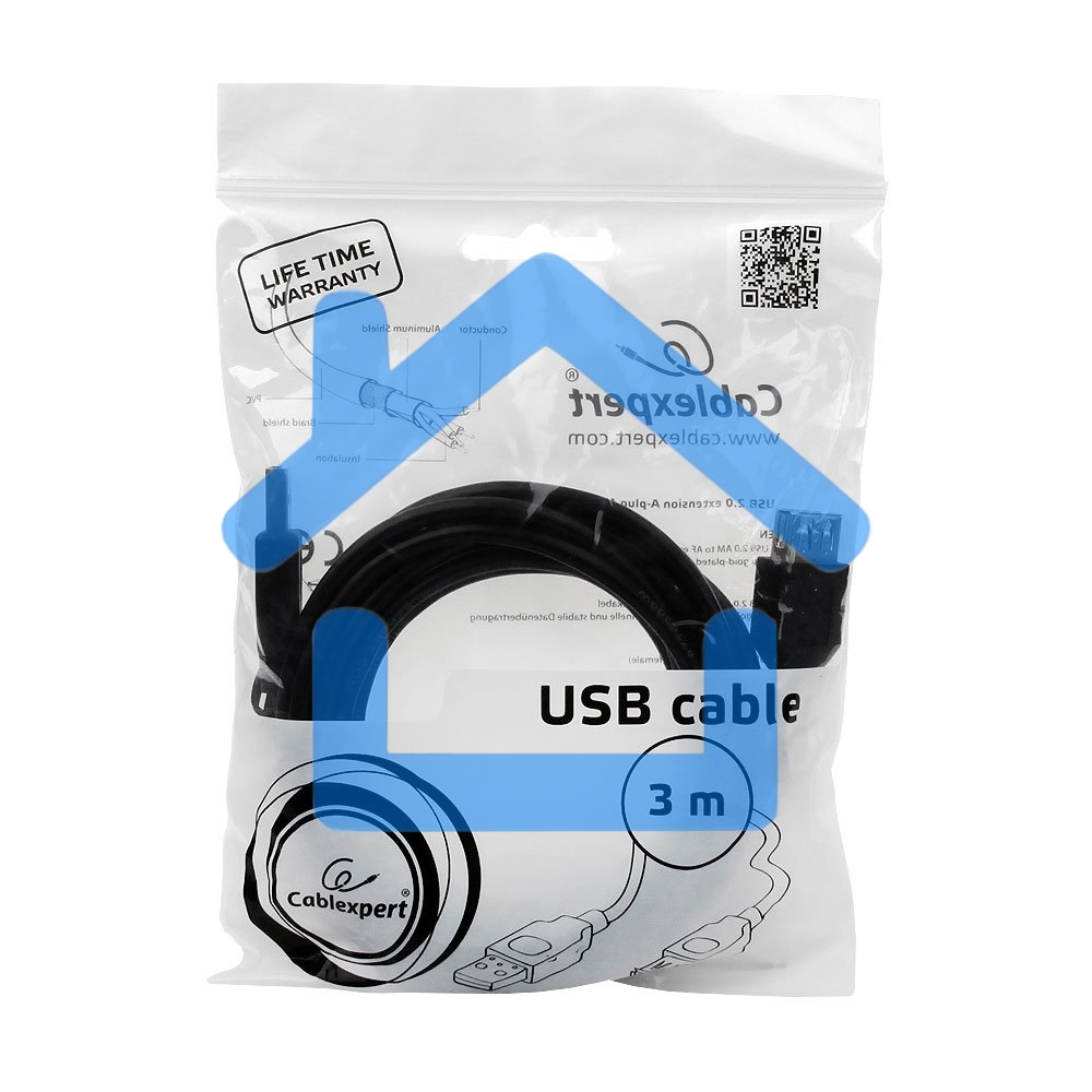 Кабель Gembird PRO CCP-USB2-AMAF-10 USB 2.0 кабель удлинительный 3.0м AM/AF позол. контакты, пакет