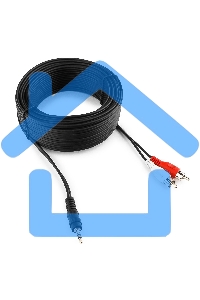 Кабель аудио Cablexpert CCA-458-15M-N, Jack 3.5(M)/2xRCA, 15м, черный, пакет