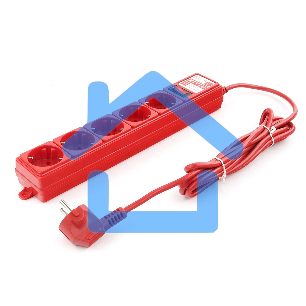 Фильтр-удл. Power Cube PC 3м 5р, красн. 10А/2,2кВт