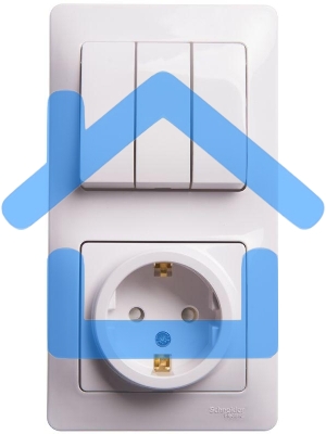 Блок комбинированный GLOSSA розетка защ. шторки с заземл. + выкл. 3-кл. бел. SchE GSL000178