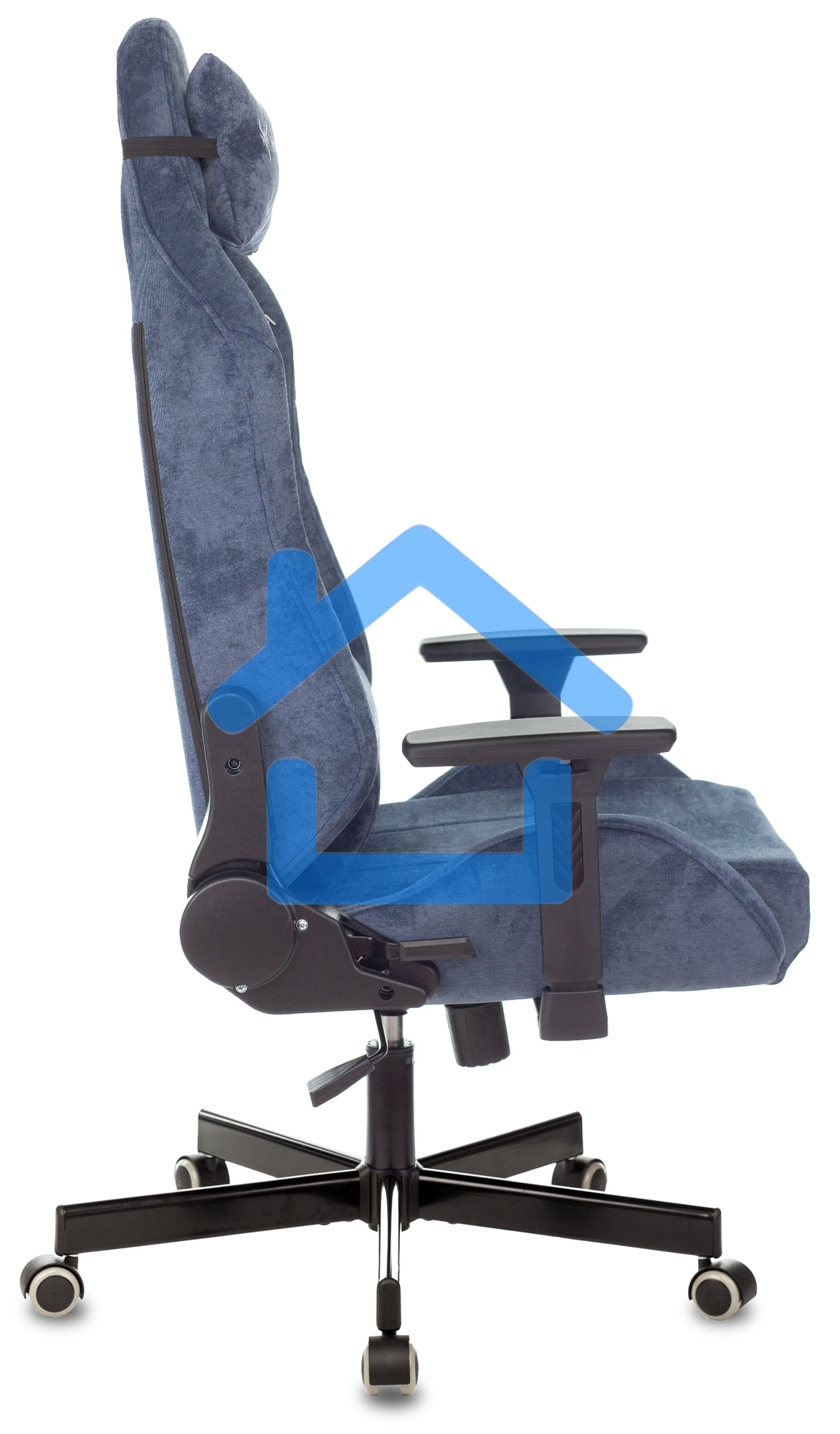 Кресло игровое Knight N1 Fabric синий Light-27 с подголов. крестовина металл