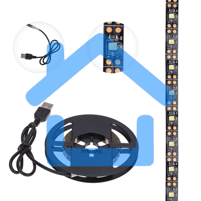Лента LED с USB-коннектором 5 В IP23 SMD 2835 60 LED/м 2 м теплый белый (2700 K) LAMPER