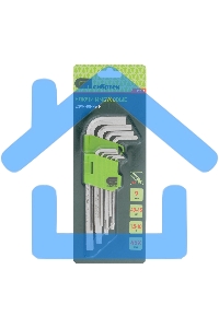 Набор ключей СИБРТЕХ имбусовых HEX, 1,5–10 мм, 45x, закаленные, 9 шт., удлиненные, никель.Сибртех 12318