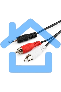 Кабель аудио Cablexpert CCA-458-15M-N, Jack 3.5(M)/2xRCA, 15м, черный, пакет