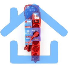 Фильтр-удл. Power Cube PC 3м 5р, красн. 10А/2,2кВт