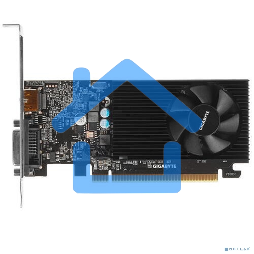 Видеокарта Gigabyte GV-N1030D4-2GL NVidia GeForce GT 1030, 2Gb DDR4/64-bit, PCI-Ex16 3.0, DVI-Dx1, HDMI2.0bx1, LP, 2-slot cooler, Retail