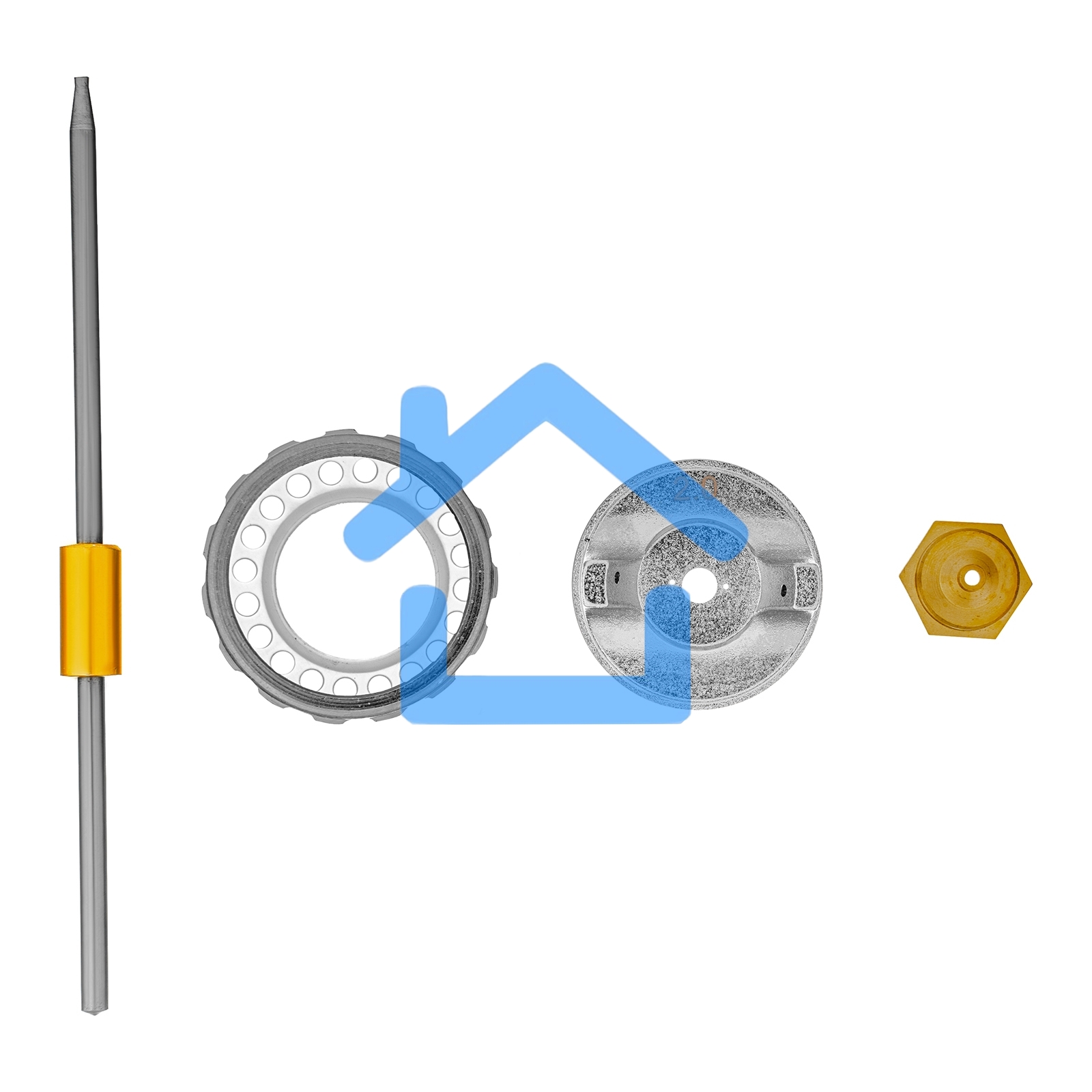 Ремкомплект для краскораспылителя 4 предмета: сопло 2,0 мм, игла, форсунка, зажим сопла Matrix