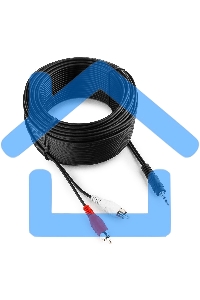 Кабель аудио Cablexpert CCA-458-20M-N, Jack 3.5(M)/2xRCA, 20м, черный, пакет