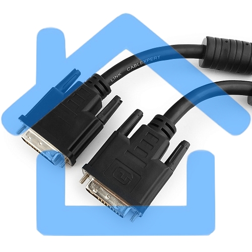 Кабель Кабель DVI-D dual link Gembird/Cablexpert, 25M/25M, 1.8м, черный, экран, феррит.кольца, пакет(CC-DVI2-BK-6)