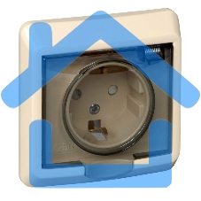 Розетка 1-м СП Этюд защ. шторки с заземл. IP44 крем. SchE PC16-044K