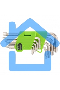 Набор ключей имбусовых Tamper-Torx, 9 шт., TT10-TТ50, 45x, закаленные, короткие, никель Сибртех