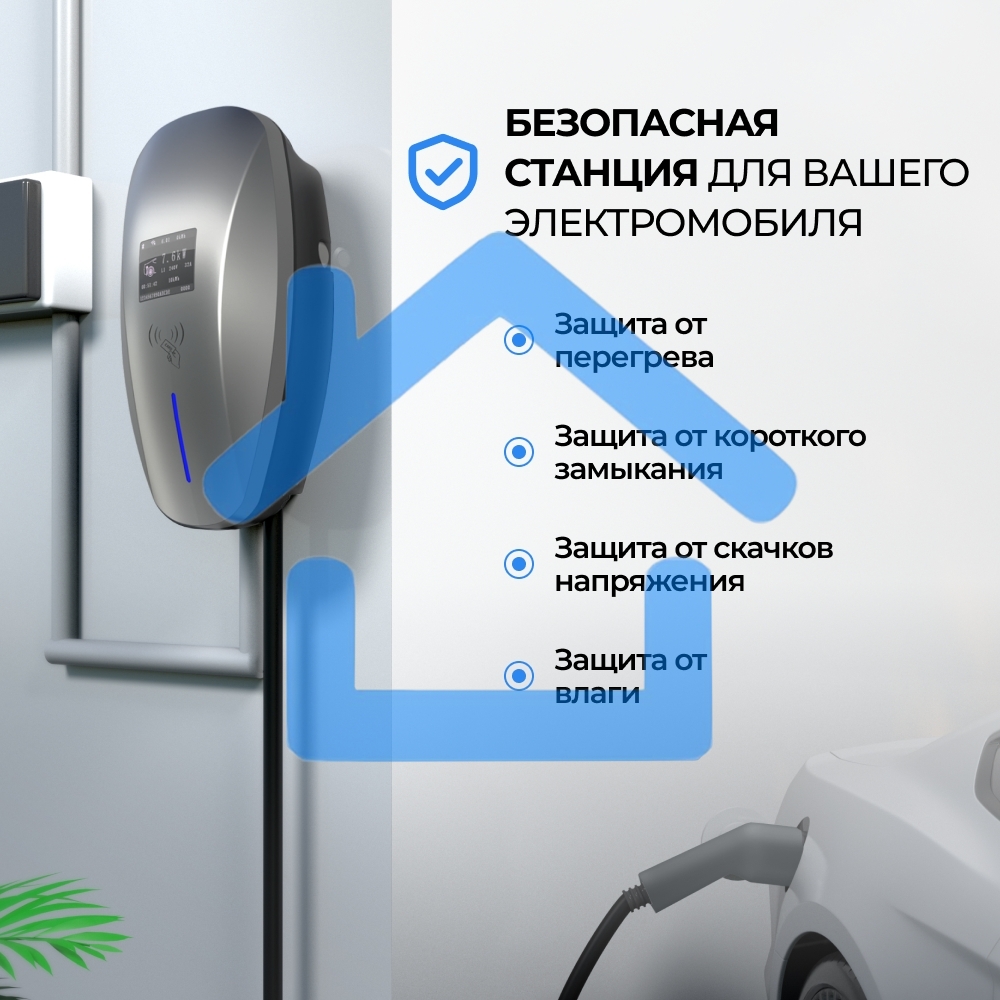 Зарядная станция для электромобиля S'OK  22кв WIFI APP RFID Разъем
