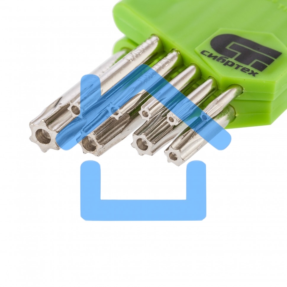 Набор ключей имбусовых Tamper-Torx, 9 шт., TT10-TТ50, 45x, закаленные, короткие, никель Сибртех