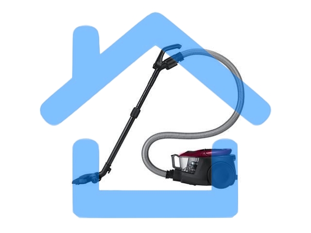 Пылесос Samsung VC18M31A0HP бордовый/черный, 380/1800 Вт, уборка сухая, пылесборник контейнер 2 л