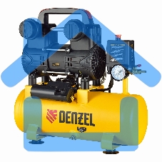 Компрессор безмасляный малошумный Denzel DLP-950/10, 950 Вт,10 л, 2850 об/мин, 170 л/мин