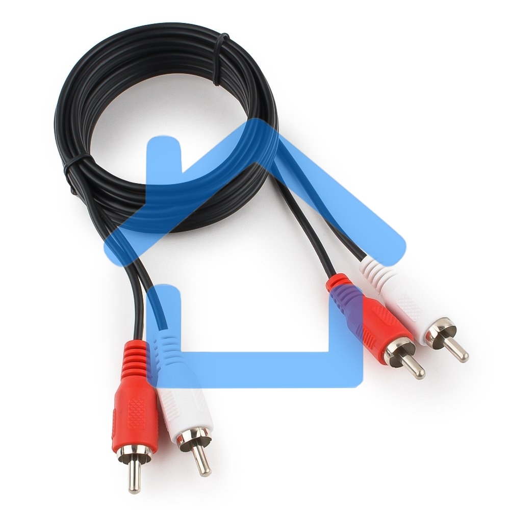 Кабель аудио Cablexpert CCA-2R2R-1.8M-N, 2xRCA/2xRCA, 1.8м, черный, пакет