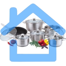 Сковорода KELLI KL-4101C 12 пред. с керамич. покрытием д. 21 см. Ковшик 2 л. Кастрюля 2 л. Кастрюля 2,6 л. Кастрюля 3,6л. Кастрюля 6.1л. Высококачественная нерж. сталь 18/10. 5-ти слойное капсульное дно. Жаропрочные стекл. крышки.