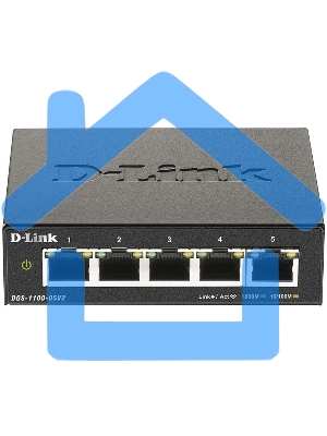 Коммутатор D-Link DGS-1100-05V2/A1A, L2 Smart Switch with 5 10/100/1000Base-T ports.8K Mac address, 802.3x Flow Control, Port Trunking, Port Mirroring, IGMP Snooping, 32 of 802.1Q VLAN, VID range 1-4094, Loopba