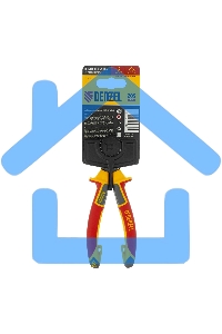 Длинногубцы прямые Denzel диэлектрические рукоятки до 1000 В, трехкомпонентные рукоятки, 205 мм