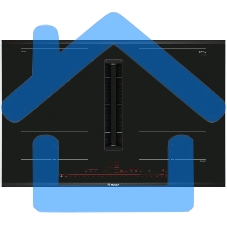 Индукционная варочная панель Bosch PXX875D67E с вытяжкой, черная, ширина 80см, 4 зоны нагрева, которые можно обьединить в две зоны FlexInduction, управление DirectSelect Premium, функции HomeConnect: удаленная диагностика, контроль и мониторинг, функция P