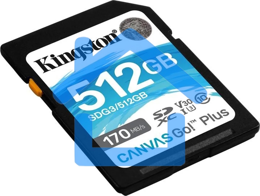 Флеш карта SD 512Gb Kingston SDXC Class 10 UHS-I U3 V30 Canvas Go Plus 170MB/s