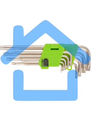 Набор ключей СИБРТЕХ имбусовых Tamper-Torx, 9 шт: TTT10-T50, 45x, закаленные, удлиненные, никель.Сибртех 12322