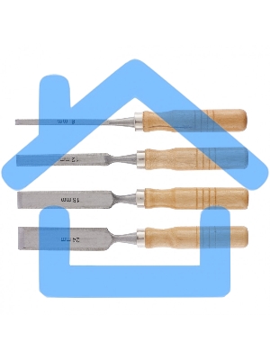 Набор стамесок, 6-12-18-24 мм, плоские, деревянные рукоятки Sparta